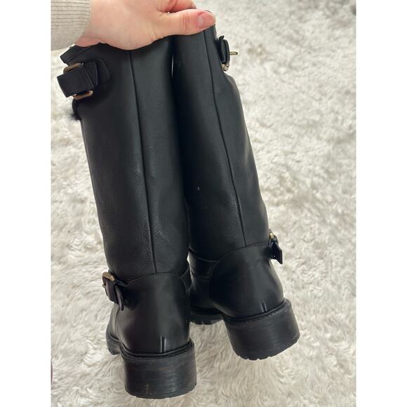 Fendi Rabbit Fur Lined Motorcycle Boot Moto Black Leather Gold Hardware - Picture 6 of 8